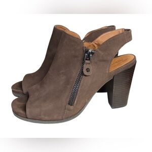 Gentle Souls Women's Brown Leather Sage Slingback Open Toe Bootie